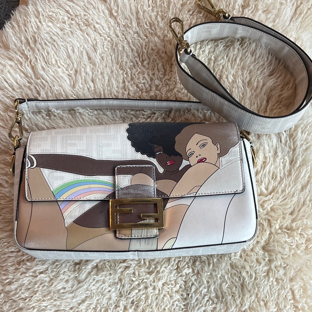Fendi Zucca baguette Graphic Print Coated Canvas Bikini Girls White